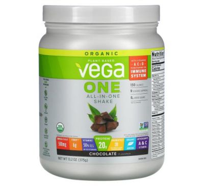 Vega, One, коктейль «все в одном», шоколад, 13,2 унц. (375 г)