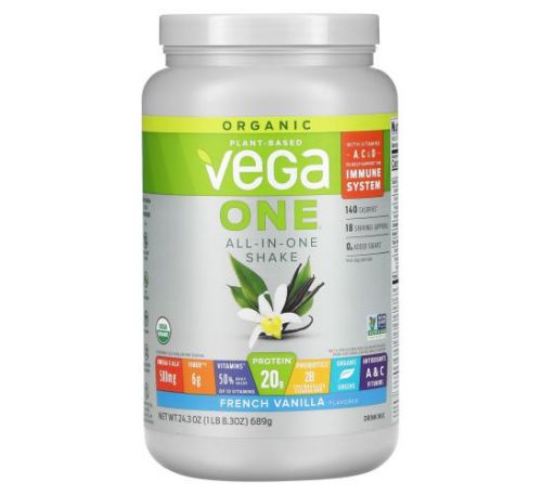 Vega, One All-In-One Shake,  French Vanilla, 1 lb 8.30 oz (689 g)