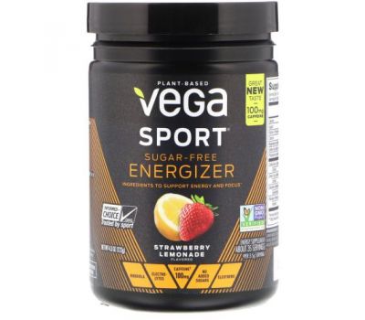 Vega, Energizer без сахара, клубничный лимонад, 122 г (4,3 унции)