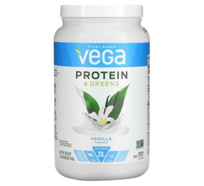 Vega, белок и зелень, ваниль, 760 г (26,8 унции)