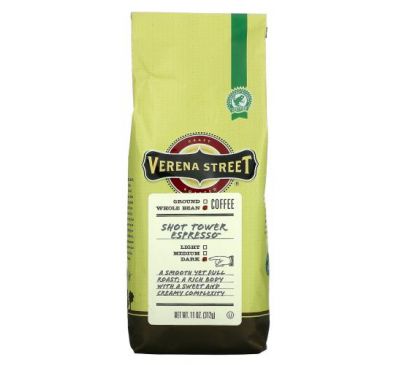 Verena Street, Shot Tower Espresso, Whole Bean, Dark Roast, 11 oz (312 g)