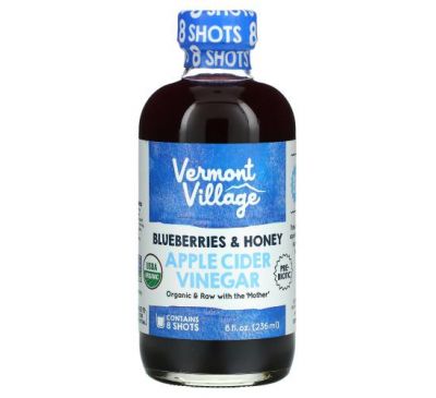 Vermont Village, Apple Cider Vinegar, Blueberries & Honey , 8 fl oz (236 ml)