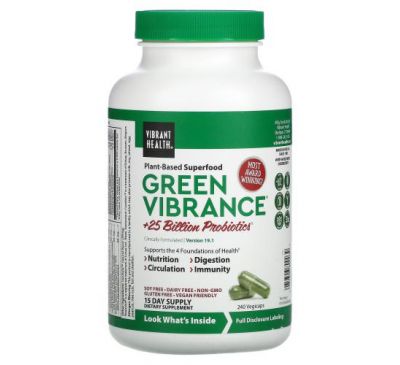 Vibrant Health, Green Vibrance, версия 19.0, 240 растительных капсул