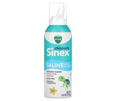Vicks, Children's Sinex, спрей для носа с солевым раствором, от 1 года, 142 г (5 унций)