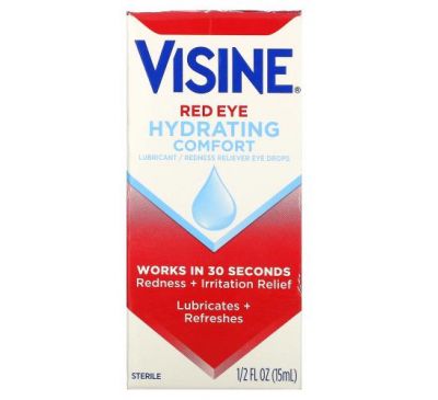 Visine, Red Eye Hydrating Comfort, глазные капли для увлажнения и снятия покраснения, 15 мл (0,5 жидк. унции)