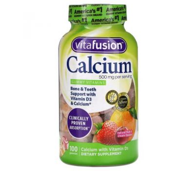 VitaFusion, Calcium, Natural Fruit & Cream Flavors, 500 mg, 100 Gummies