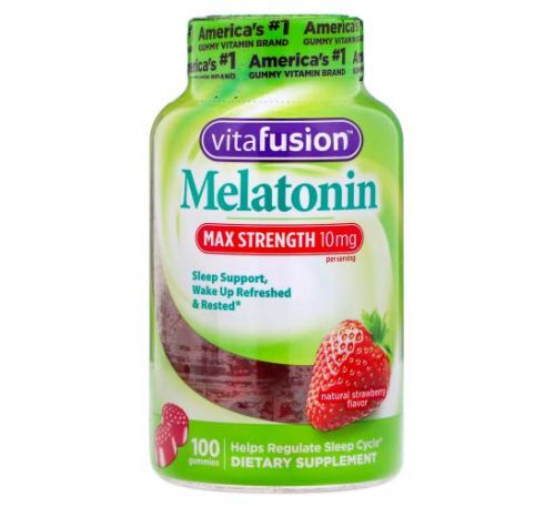 VitaFusion, Max Strength Melatonin, Natural Strawberry Flavor, 5 mg, 100 Gummies