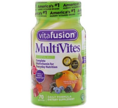 VitaFusion, MutiVites, повноцінний комплекс мультивітамінів для чоловіків, зі смаком натуральних ягід, персика і апельсина, 70 жувальних мармеладок