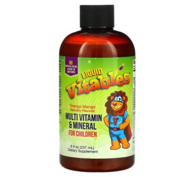 Vitables, рідкі мультивітаміни та мікроелементи для дітей, без спирту, зі смаком апельсина та манго, 237 мл (8 рідк. унцій)