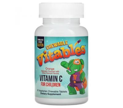 Vitables, жувальний вітамін C для дітей, апельсин, 90 вегетаріанських таблеток