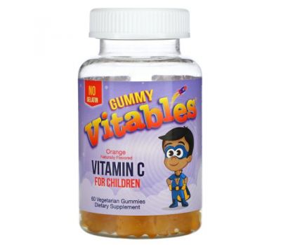 Vitables, жувальний вітамін C для дітей, апельсин, 60 вегетаріанських жувальних таблеток