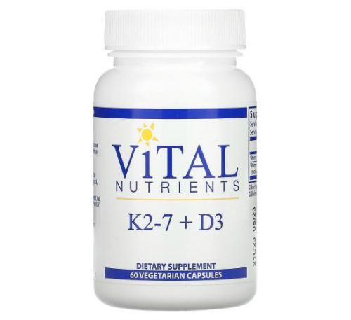Vital Nutrients, K2-7 + D3, 60 вегетаріанських капсул