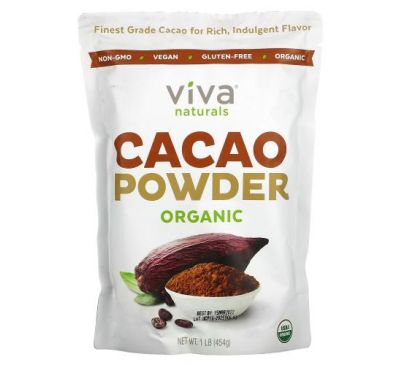 Viva Naturals, Organic Cacao Powder , 1 lb (454 g)