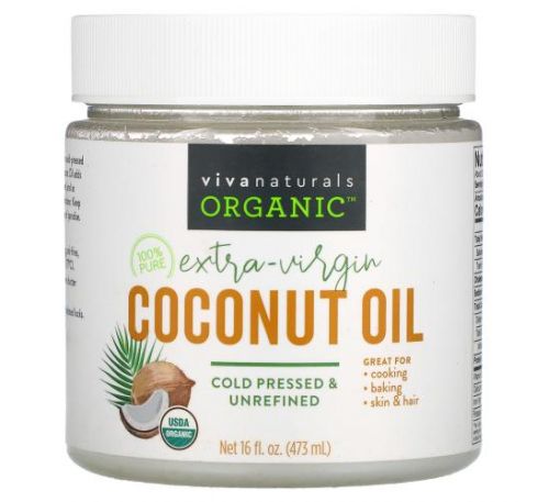 Viva Naturals, Organic Extra-Virgin Coconut Oil , 16 fl oz (473 ml)