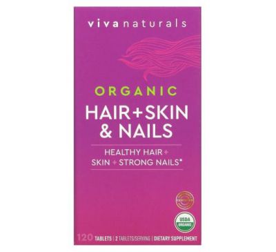 Viva Naturals, Органические волосы, кожа и ногти, 120 таблеток
