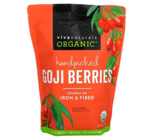 Viva Naturals, Organic Handpicked Goji Berries, 1 lb (454 g)