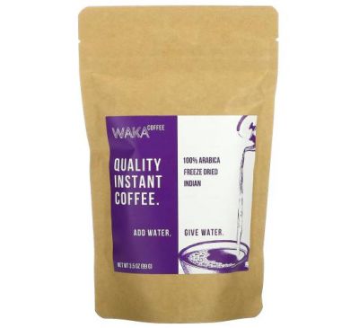 Waka Coffee, 100% Arabica Instant Coffee, Freeze Dried Indian, Light Roast, 3.5 oz (99 g)