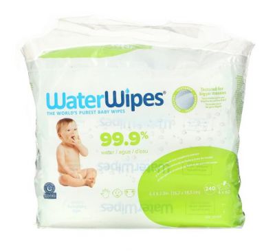 WaterWipes, Textured Baby Wipes, 4 Packs, 60 Wipes Each