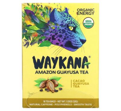 Waykana, Amazon Guayusa Tea, Cacao Guayusa, 16 Tea Bags, 1.13 oz (32 g)