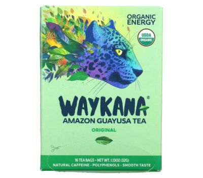 Waykana, Чай Amazon Guayusa, оригинальный, 16 чайных пакетиков, 32 г (1,13 унции)