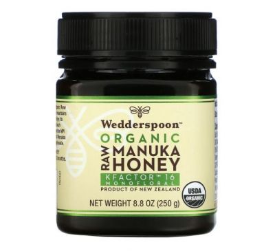 Wedderspoon, Органический необработанный мед манука, KFactor 16, 250 г (8,8 унции)