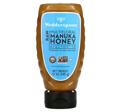 Wedderspoon, Raw, многоцветковый мед манука, KFactor 12, 340 г (12 унций)