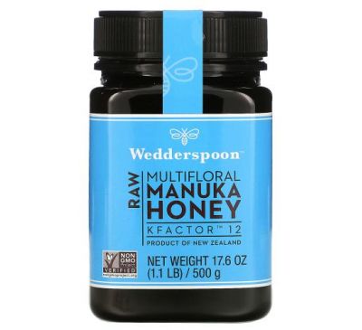 Wedderspoon, Raw Multifloral Manuka Honey, KFactor 12, 1.1 lb (500 g)