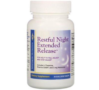 Whitaker Nutrition, Restful Night Extended Release, 30 Dual Layer Tablets