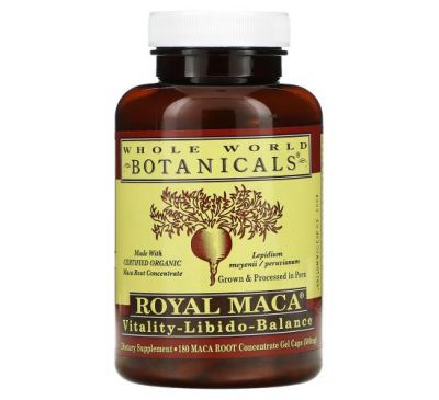 Whole World Botanicals, Royal Maca, 250 mg, 180 Gel Caps