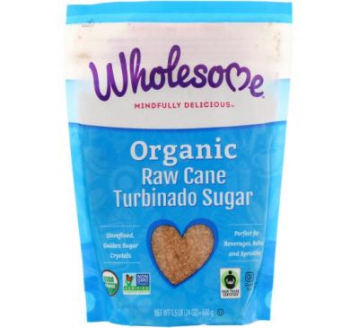 Wholesome, Organic Turbinado, Raw Cane Sugar, 1.5 lbs (24 oz.) - 680 g