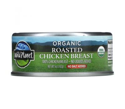 Wild Planet, Organic Roasted Chicken Breast, No Salt Added, 5 oz (142 g)