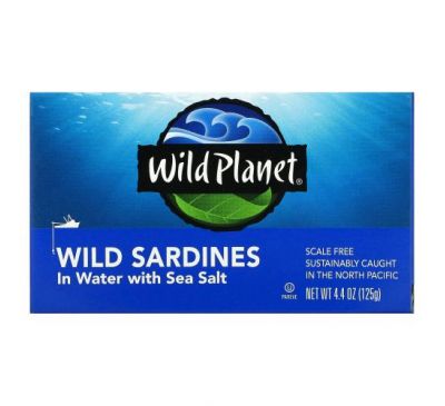 Wild Planet, Сардини дикого вилову у воді з морською сіллю, 125 г (4,4 унції)