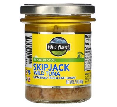 Wild Planet, Skipjack Wild Tuna in Pure Olive Oil, 6.7 oz (190 g)