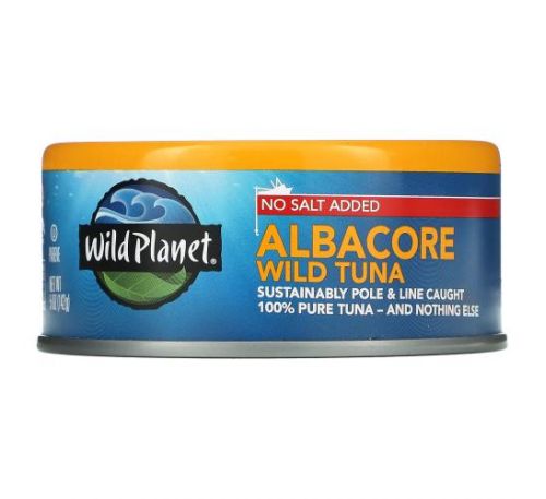Wild Planet, Wild Albacore Tuna, No Salt Added, 5 oz (142 g)