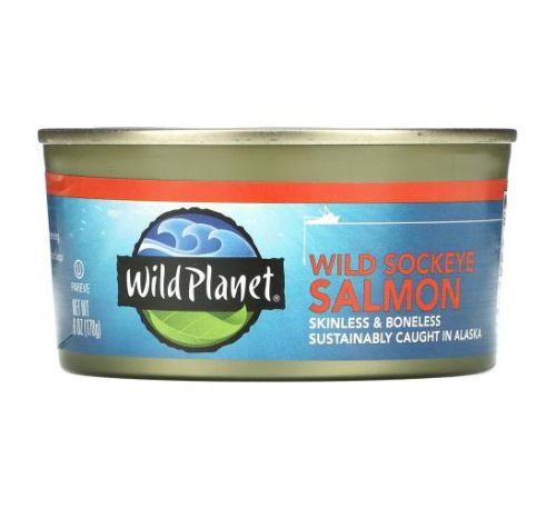 Wild Planet, Wild Sockeye Salmon, Skinless & Boneless, 6 oz (170 g)