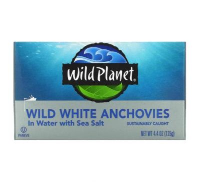 Wild Planet, Wild White Anchovies in Water With Sea Salt, 4.4 oz (125 g)