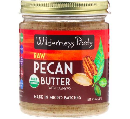 Wilderness Poets, Organic Raw Pecan Butter with Cashews, 8 oz (227 g)