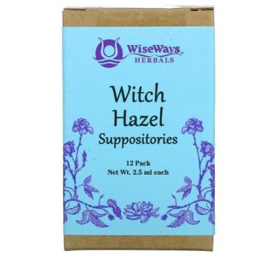 WiseWays Herbals, Суппозитории с гамамелисом, 12 штук, по 2,5 мл каждый