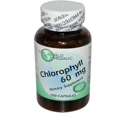 World Organic, хлорофіл, 60 мг, 100 капсул