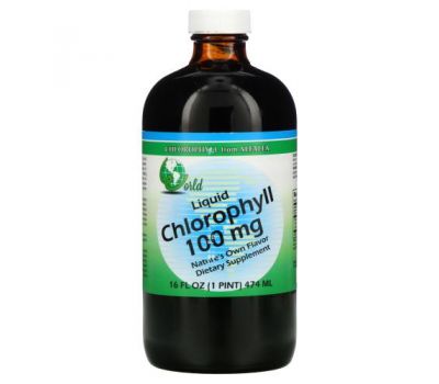 World Organic, рідкий хлорофіл, 100 мг, 474 мл (16 рідк. унцій)