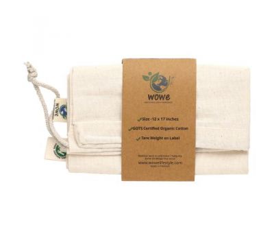 Wowe, Certified Organic Cotton Muslin Bag, 1 Bag, 12 in x17 in
