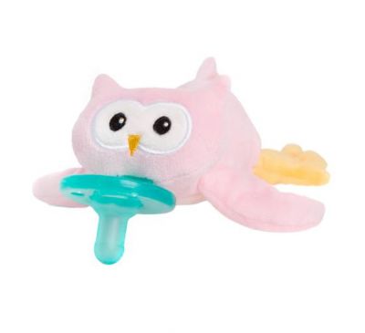 WubbaNub, Соска для младенцев, для детей 0–6 месяцев, Pink Owl, 1 соска