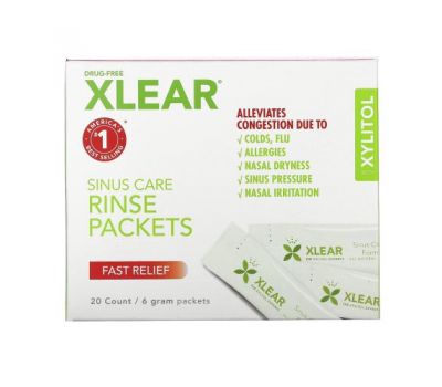 Xlear, Sinus Care Rinse Packets, Fast Relief, 20 Count, 6 g Each