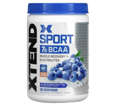 Xtend, Sport, 7 г аминокислот с разветвленной цепью (BCAA), со вкусом голубой малины, 345 г (12,2 унции)