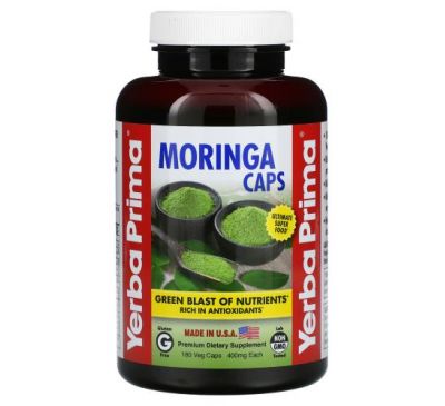 Yerba Prima, Moringa Caps, 400 mg, 180 Veg Caps