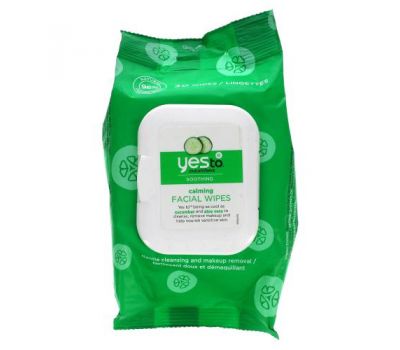 Yes To, Calming Facial Wipes, Cucumbers, 30 Wipes