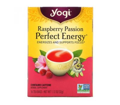 Yogi Tea, Perfect Energy, чай з малиною, 16 чайних пакетиків, 32 г (1,12 унції)