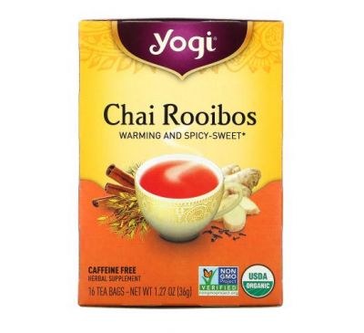 Yogi Tea, чай ройбуш без кофеїну, 16 чайних пакетиків, 36 г (1,27 унцій)