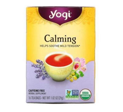 Yogi Tea, заспокійливий чай, без кофеїну, 16 чайних пакетиків, 29 г (1,02 унції)