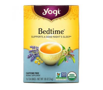Yogi Tea, заспокійливий чай для вживання перед сном, без кофеїну, 16 чайних пакетиків, 24 г (85 унції)